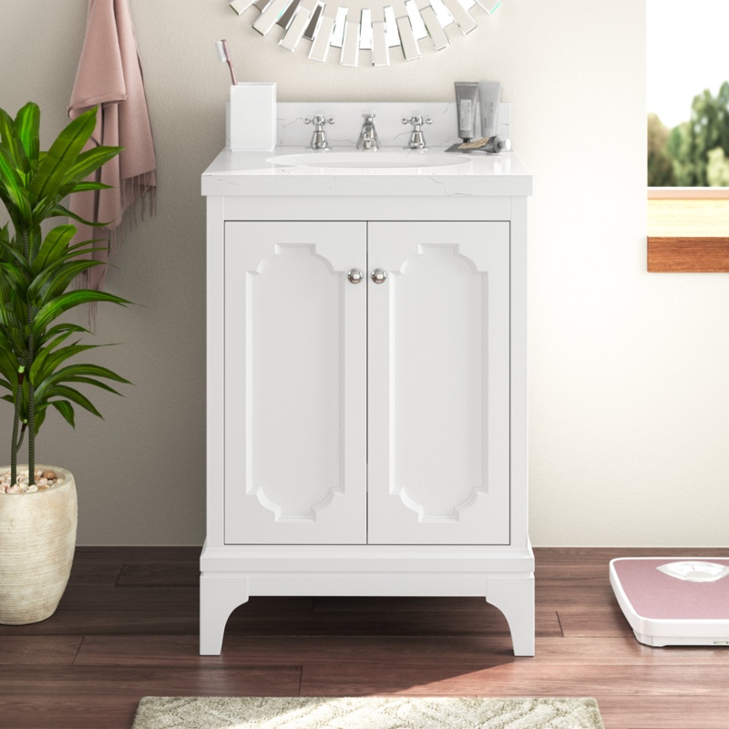 Bernardo 24'' Free Standing Single Bathroom Vanity with Carrara Marble Top