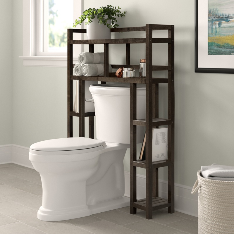 Bernardston 34.5" W x 51" H x 9" D Solid Wood Free-Standing Over-the-Toilet Storage