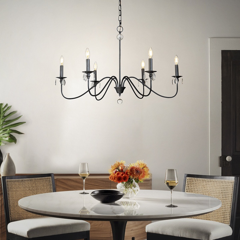 Modern Farmhouse 6 Light Chandelier with Clear Crystal Accents Foter