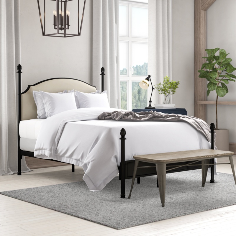 Blakesburg Upholstered Metal Four Poster Bed