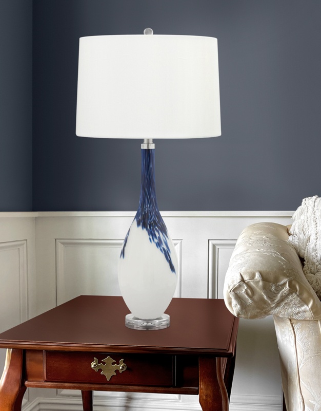 Brescia 34 in. Blue & White Glass Table Lamp
