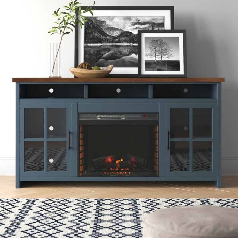 Brixham 74" No Assembly Required TV Stand with Electric Fireplace, Fits TVs up to 85"