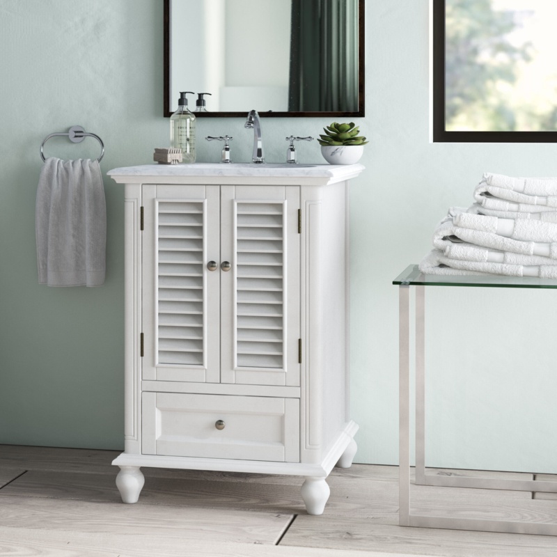 Cabott 24'' Free Standing Single Bathroom Vanity with Marble Top