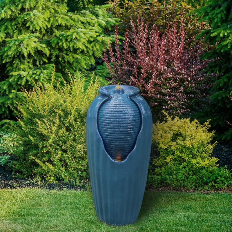 Caetano Home 32" Outdoor LED Contemporary Vase Water Fountain