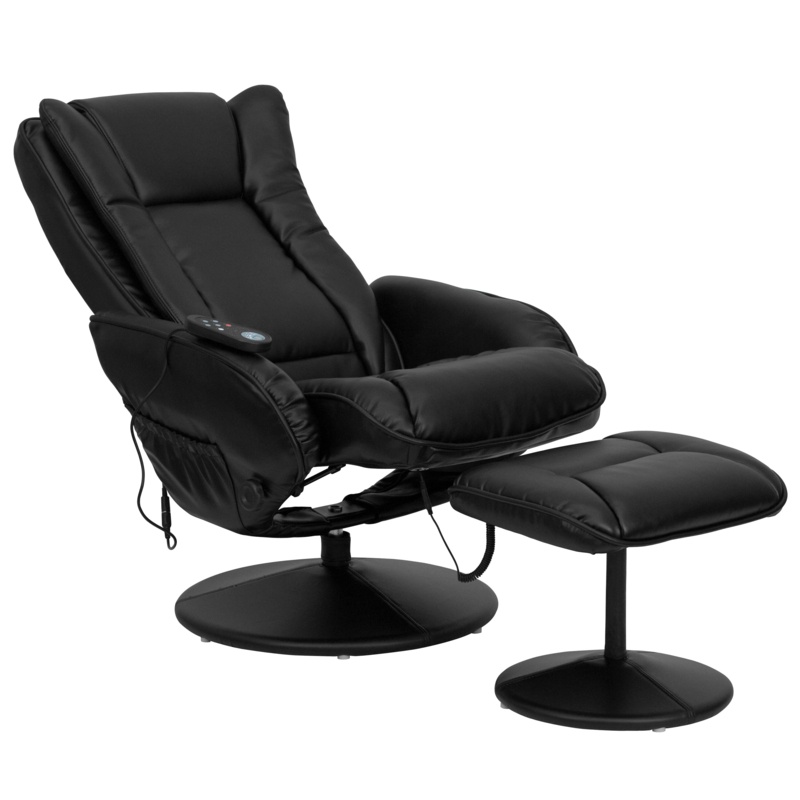 Casey-Jane LeatherSoft Massaging Multi-Position Recliner w/Side Pocket &Ottoman