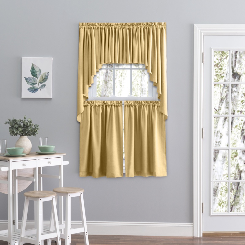Celina Solid Color Tailored 57" Cafe Curtain