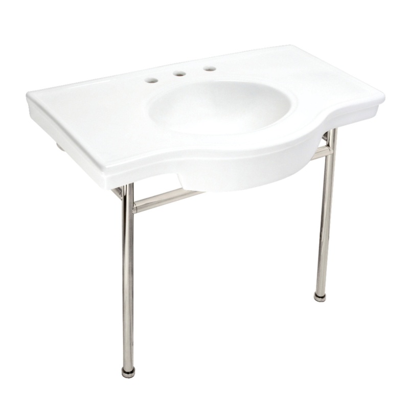 Ceramic Rectangular Console Bathroom Sink with Overflow