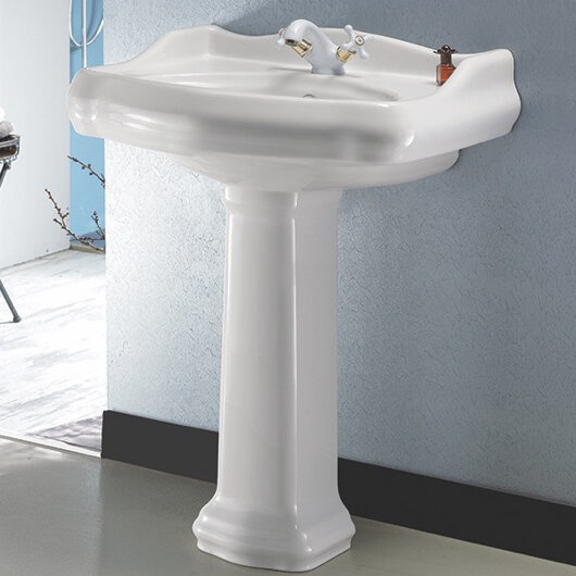 CeraStyle By Nameeks 1837 26.57'' Tall White Ceramic Specialty Pedestal Bathroom Sink with Overflow