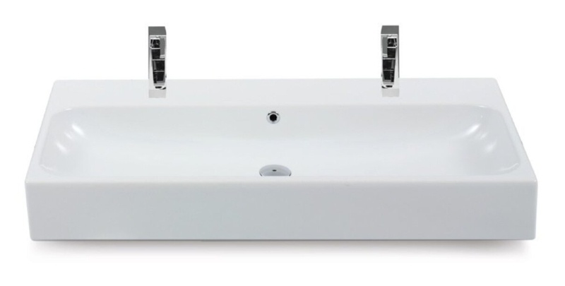 CeraStyle By Nameeks Pinto 18.3'' White Ceramic Rectangular Vessel, Wall Mount Bathroom Sink with Overflow