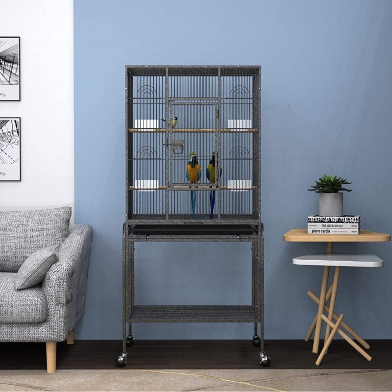 Ciomara 53'' Steel Flat Top Floor Bird Cage with Wheels