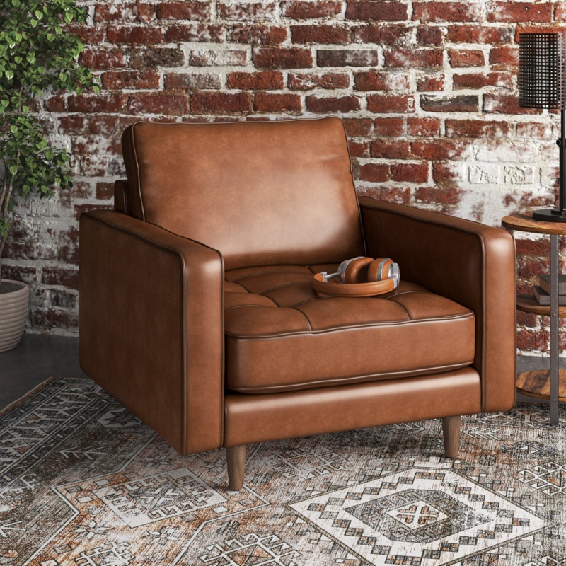 Modern camel leather chair discount