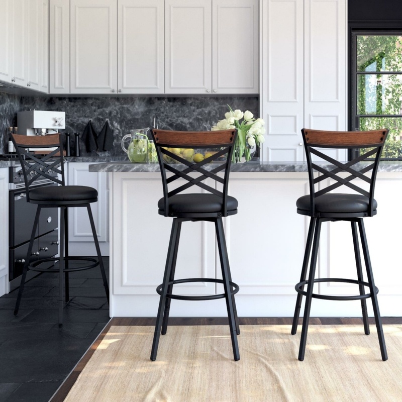 Clintwood Swivel Adjustable Height Stool Set of 3 Foter
