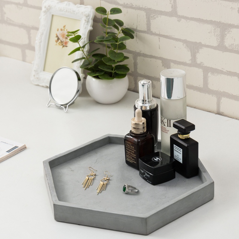 Concrete Hexagonal Display Bathroom Accessory Tray