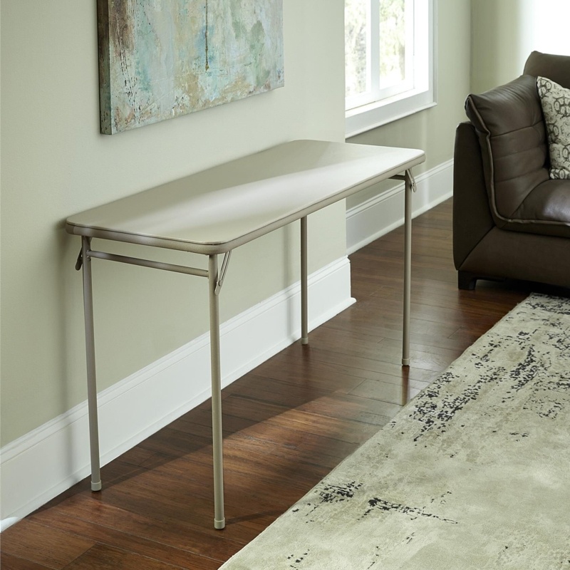 COSCO 20" x 48" Vinyl Top Serving Folding Table