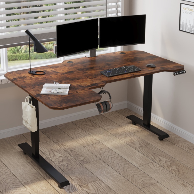 Daycia Height Adjustable LShape Standing Desk Foter