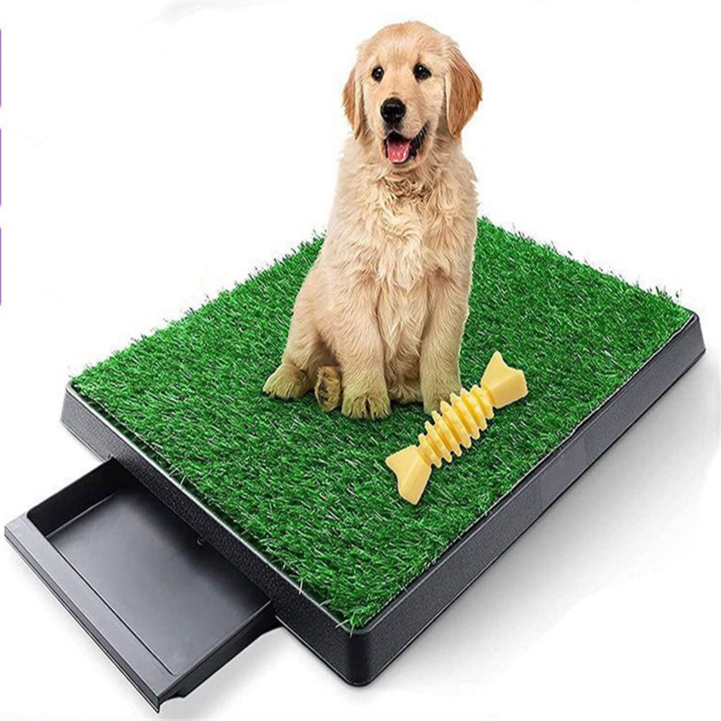 Dog Grass Pad With Tray, Artificial Grass Mats Washable Grass Pee Pads For Dogs, Pet Toilet Potty Tray For Puppy & Small Pet, Dogs Turf Potty Training Grass Mat For Indoor Outdoor Apartments (25"X20")