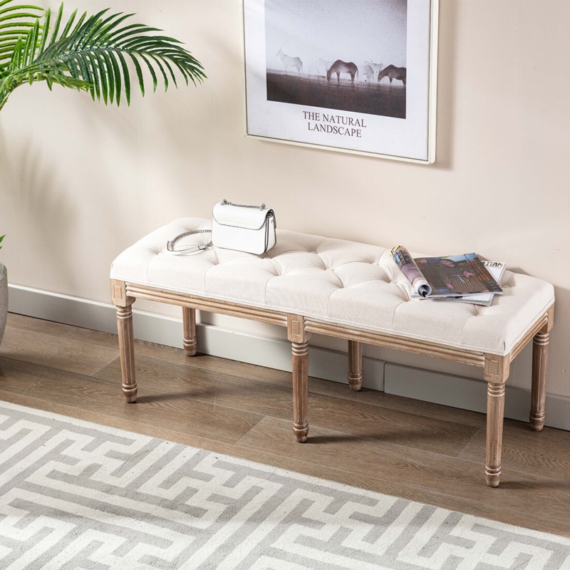 Doorfield 100% Linen Upholstered Bench