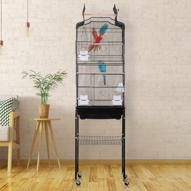 Edelson 64'' Steel Pointed Top Floor Bird Cage with Wheels