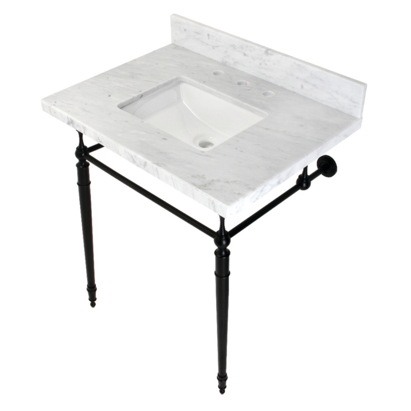 Edwardian Ceramic Rectangular Console Bathroom Sink with Overflow