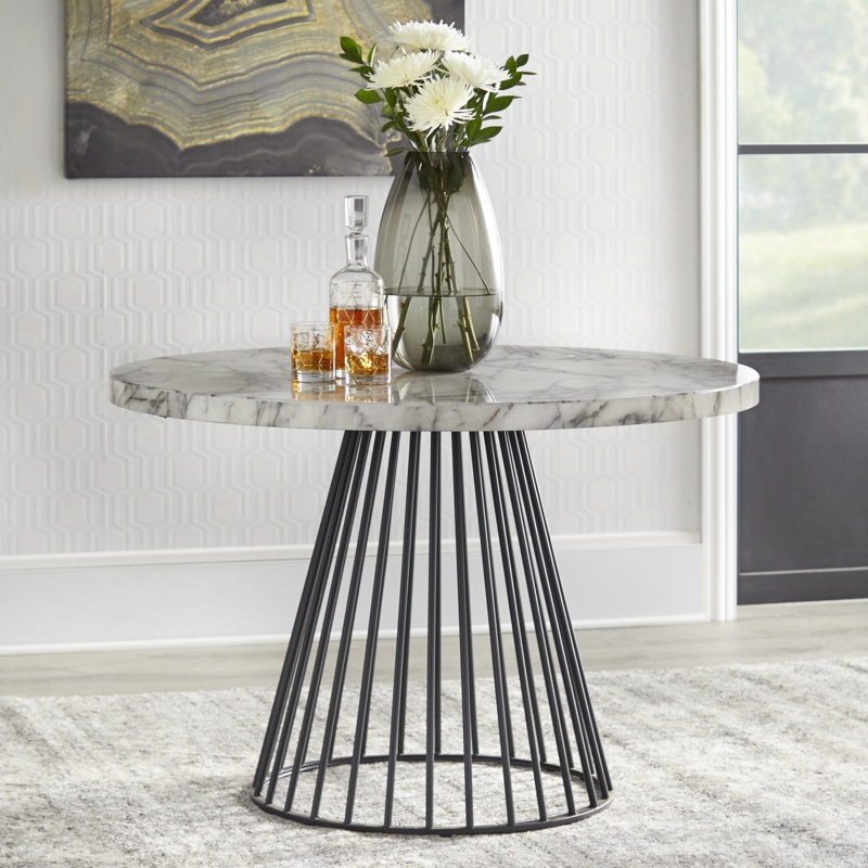 Emmo Round Faux Marble Dining Table