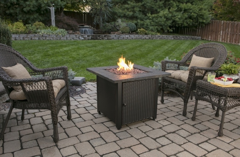 Endless Summer, 30" Square LP Gas Outdoor Fire Pit with Decorative Tile Mantel