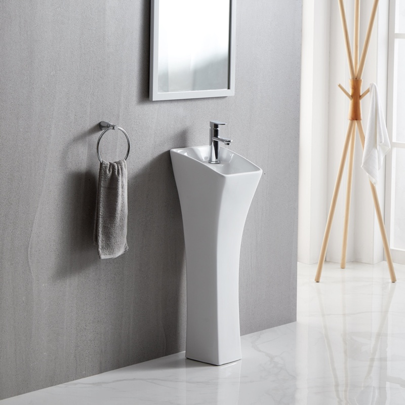 Eridanus 34" H White Vitreous China Specialty Pedestal Bathroom Sink with Overflow