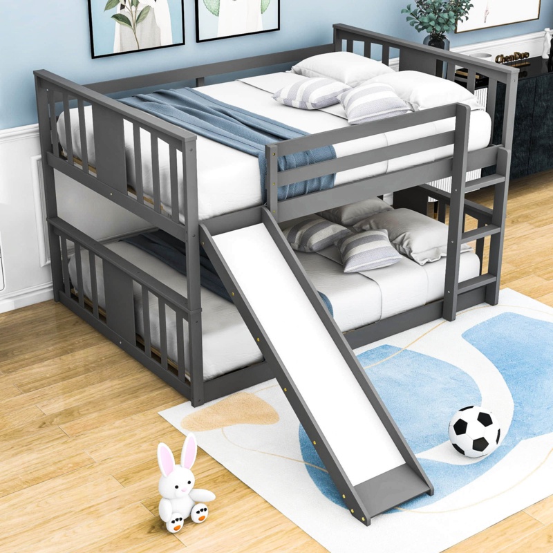 Ethyleen Twin Over Twin Wood Bunk Bed with Slide