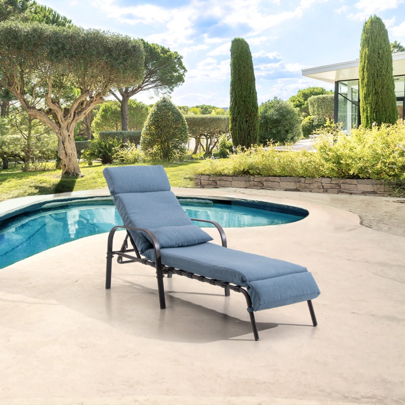 Eva-Rose 63.32" Long Reclining Single Chaise with Cushions