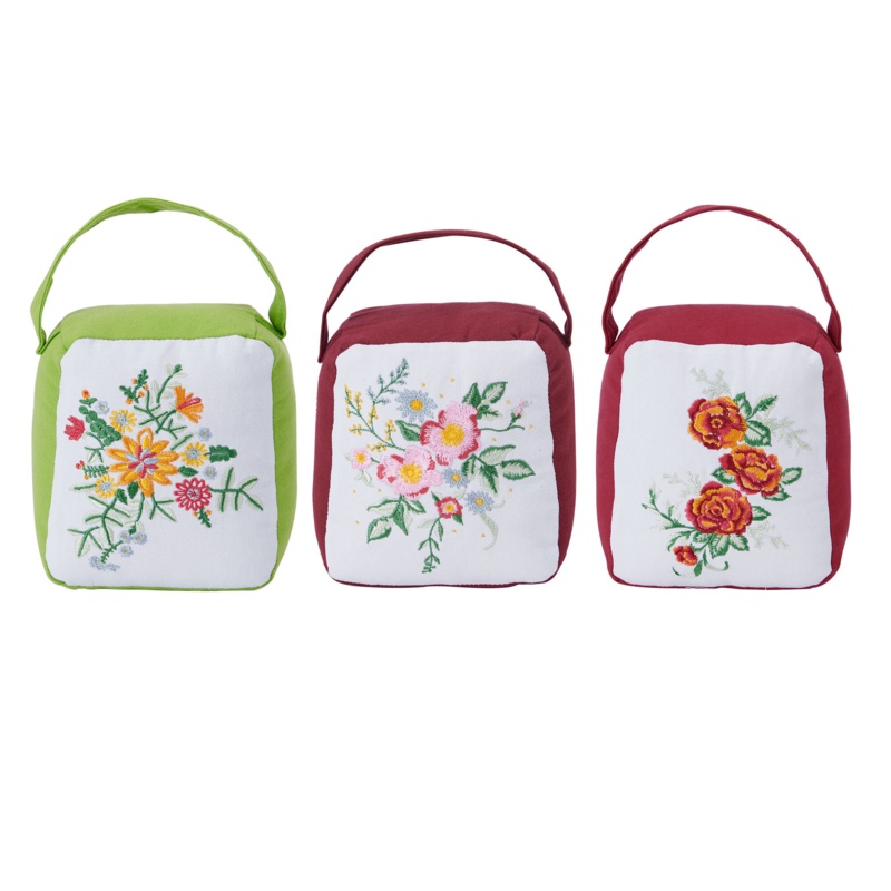 Flower Fabric 3 Piece Weighted Floor Stop Set