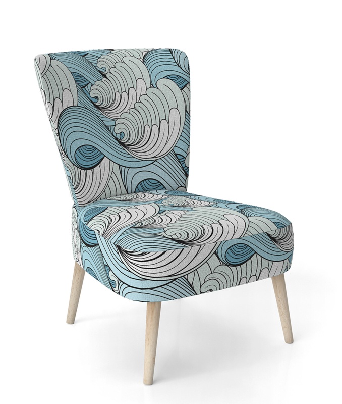 Flowers / Wave inspiration / Marble Pattern - Mid-Century Upholstered Side Chair