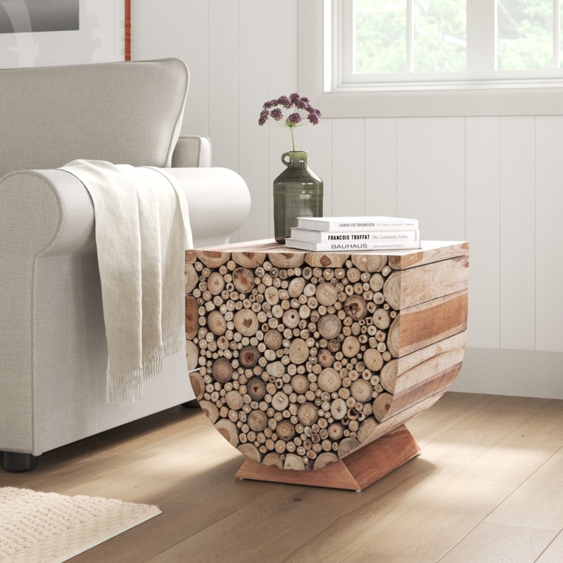 Fonda Solid Wood Pedestal End Table