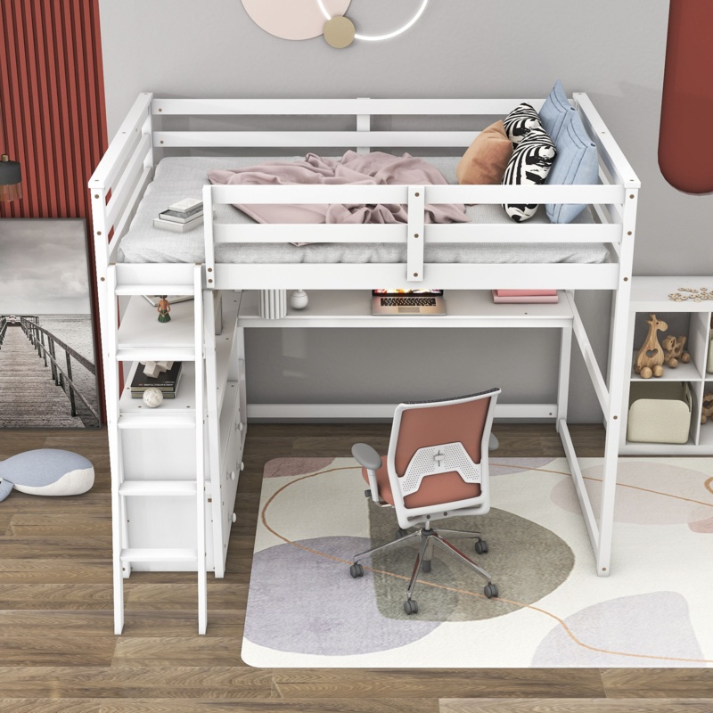 Garance Kids Full Loft Bed with Drawers