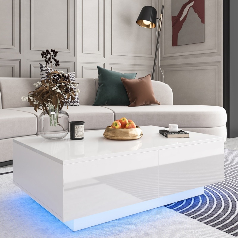 Gatewood Coffee Table with RGB LED Lights & 4 Drawers