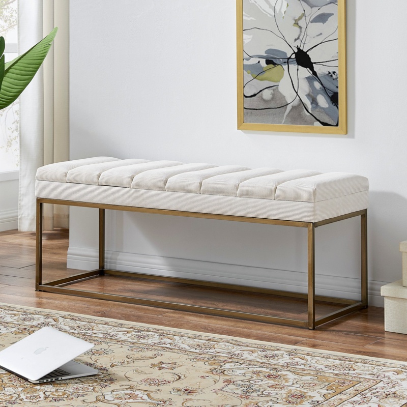 Georgenia 100% Polyester Upholstered Bench