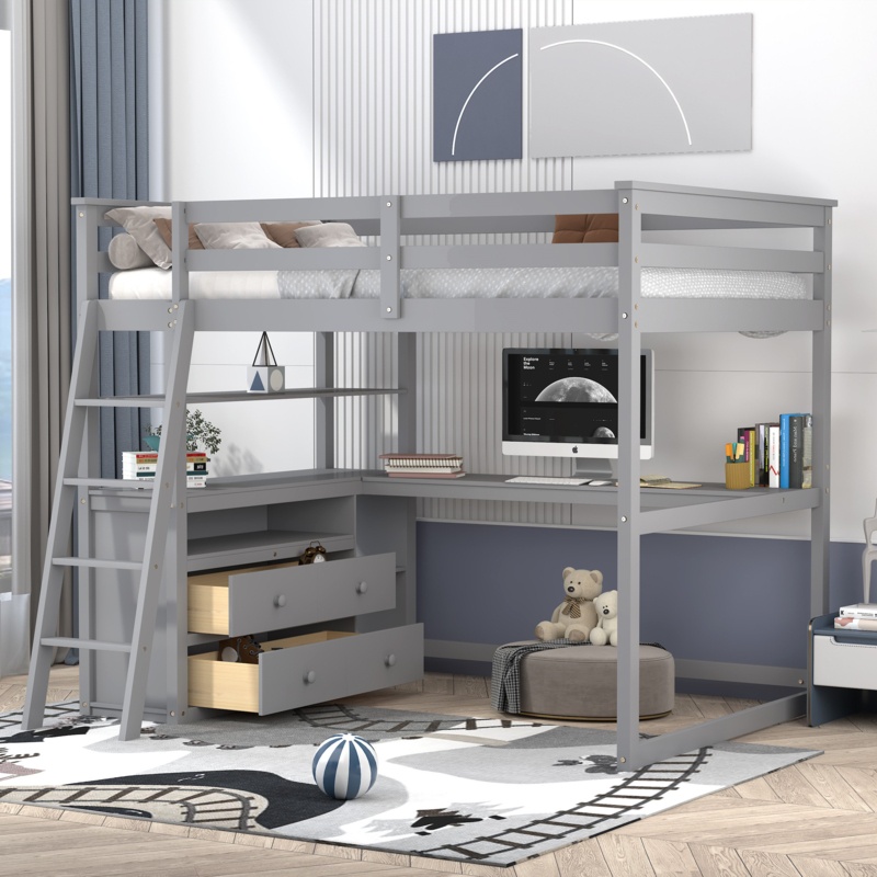 Geroldine Full Loft Bed with Built-in-Desk by Harriet Bee