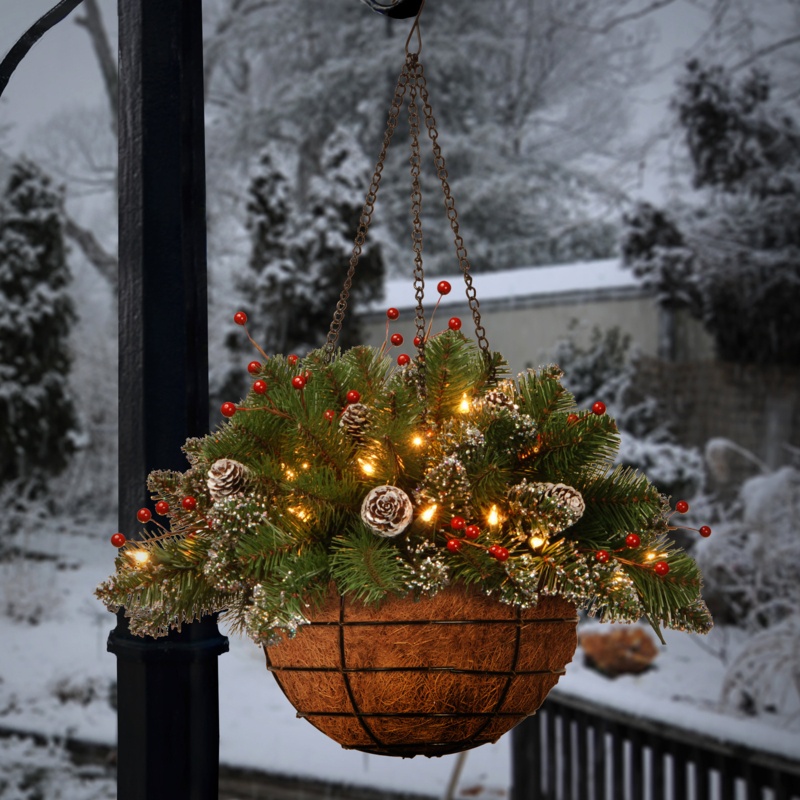 Gittery Mountain Mixed Hanging Basket Arrangement in Basket