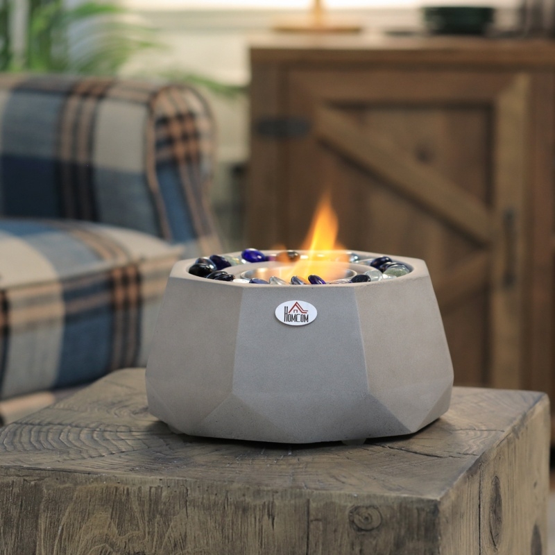 Glass Ethanol Tabletop Fireplace with Flame Guard