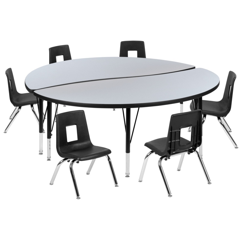 Goddard 47.5" Circle Wave Flexible Laminate Activity Table Set with 12 ...
