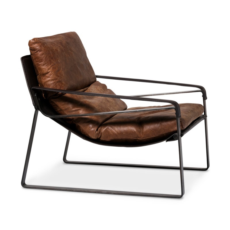 Hadler 30.75" W Genuine Top Grain Leather Lounge Chair