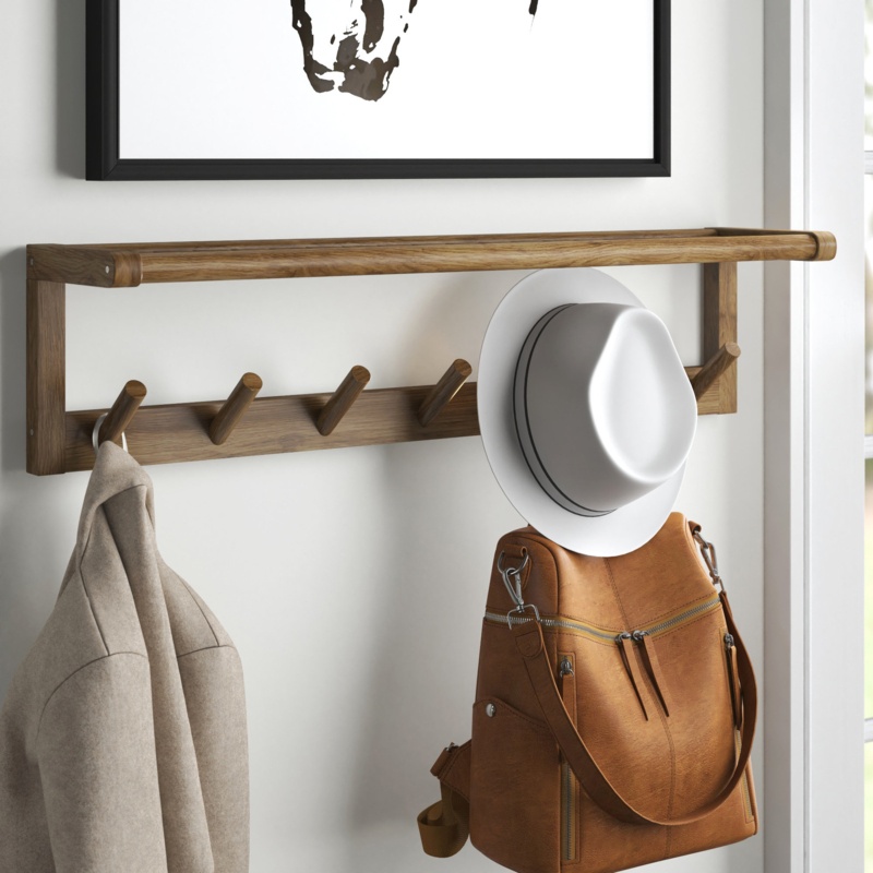 Hales Solid Wood 7 - Hook Wall Mounted Coat Rack