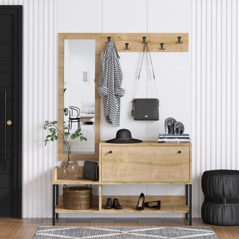 Hall Tree 47.24'' Wide with Shoe Storage