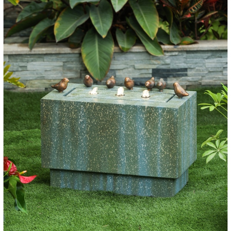 Hand Crafted Outdoor Weather Resistant Floor Fountain with Light