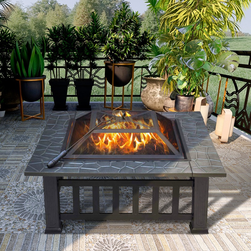 Handerson 14.4" H x 32" W Iron Wood Burning Outdoor Fire Pit with Lid and Cover