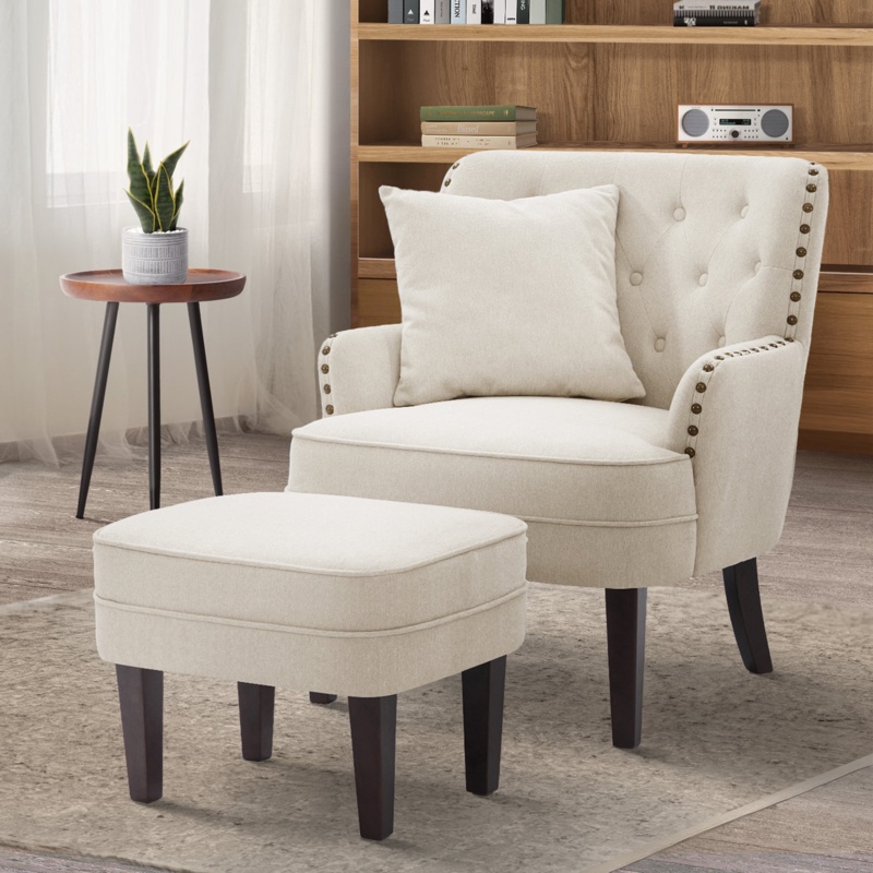 HIMO 28.3'' Wide Tufted Armchair and Ottoman