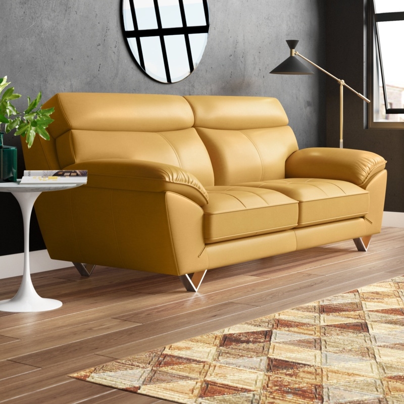 Holborn 86" Genuine Leather Pillow Top Arm Sofa