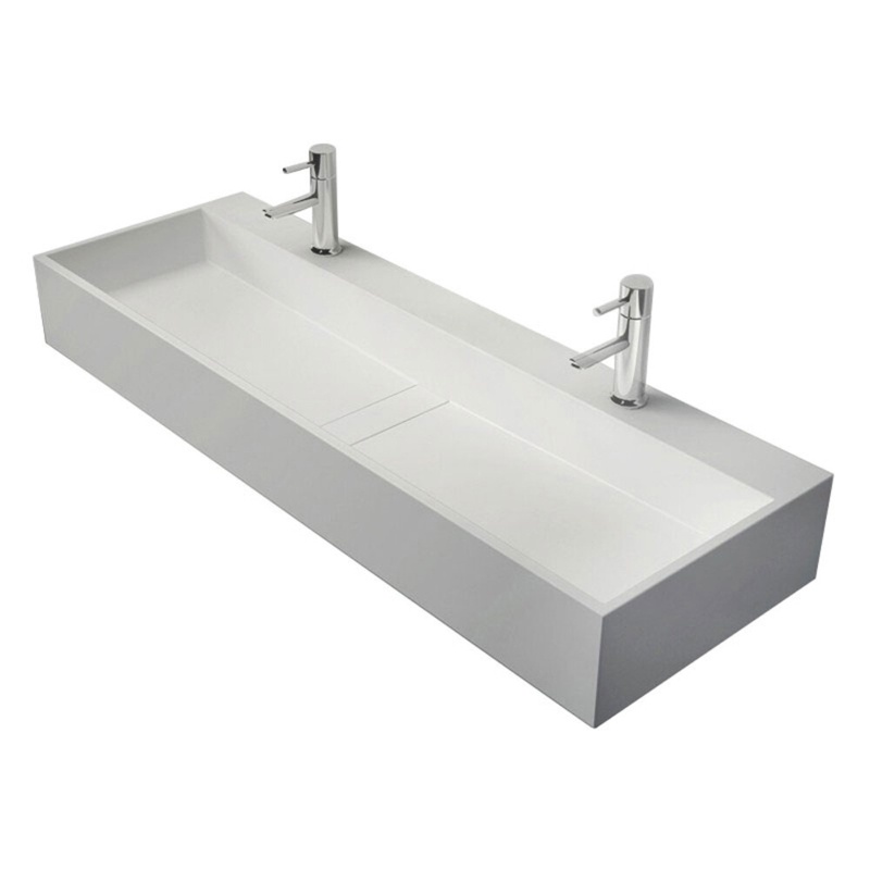 Homary 17.72'' Glossy White Ceramic Rectangular Wall Mount Bathroom Sink