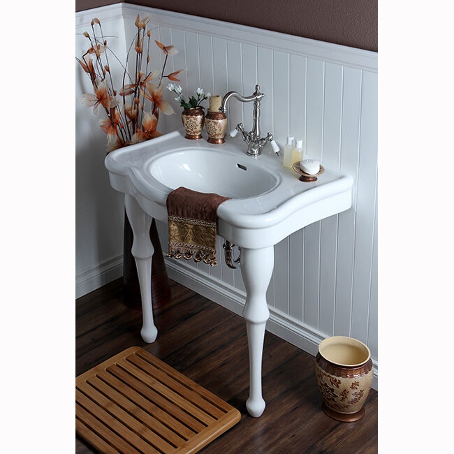 Imperial 29.13" White Vitreous China Circular Console Bathroom Sink with Overflow
