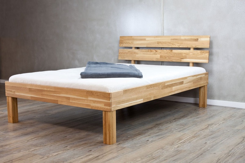 Karlie Oak Wood Platform Bed - Hand Rubbed Oil Natural Finish