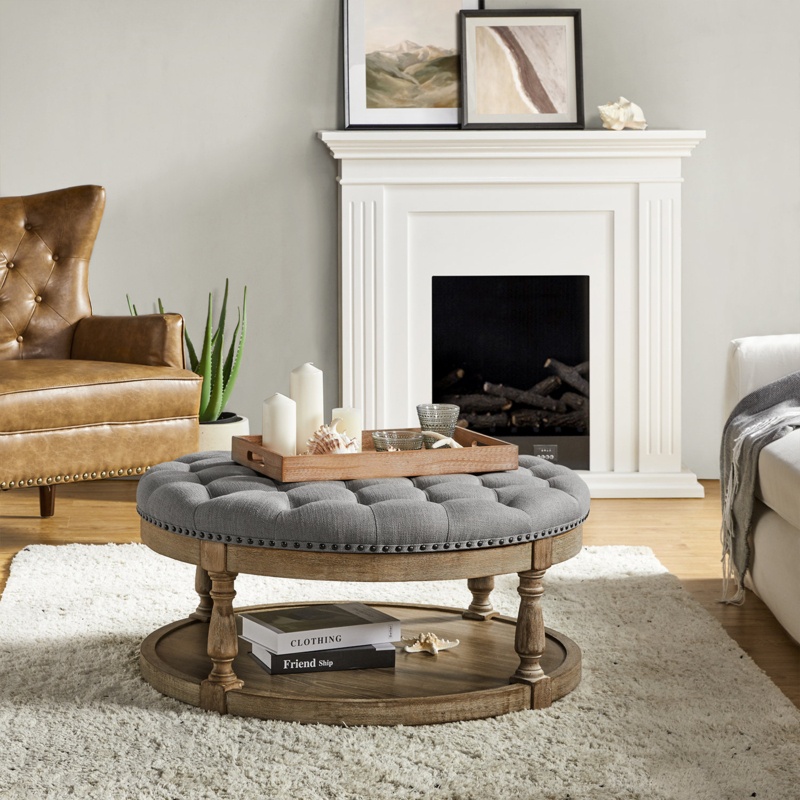 Kat Transitional Upholstered Storage Button-tufted Ottoman