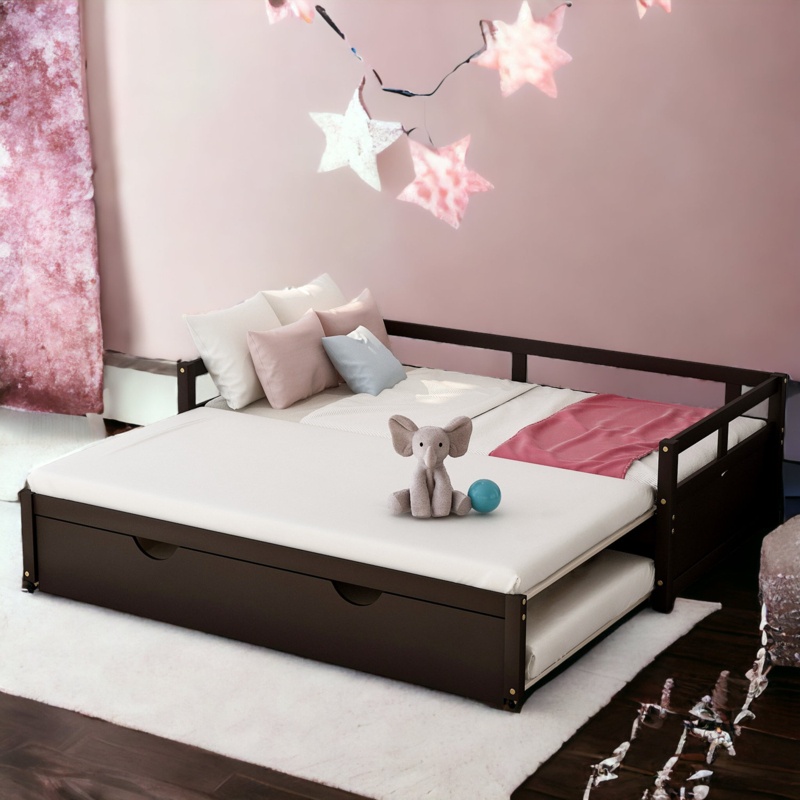 Keevis Twin Solid Wood Daybed with Trundle